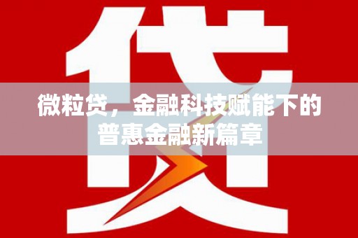 阿里山微粒贷，金融科技赋能下的普惠金融新篇章