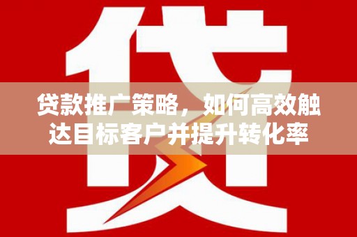 东台贷款推广策略，如何高效触达目标客户并提升转化率