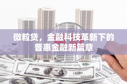 阿里微粒贷，金融科技革新下的普惠金融新篇章